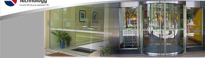 Photos of sliding and revolving automatic doors